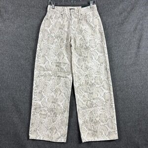Wild Fable Jeans Womens 2 Beige Snake Print Baggy Wide Leg Rigid Denim 31 Inseam